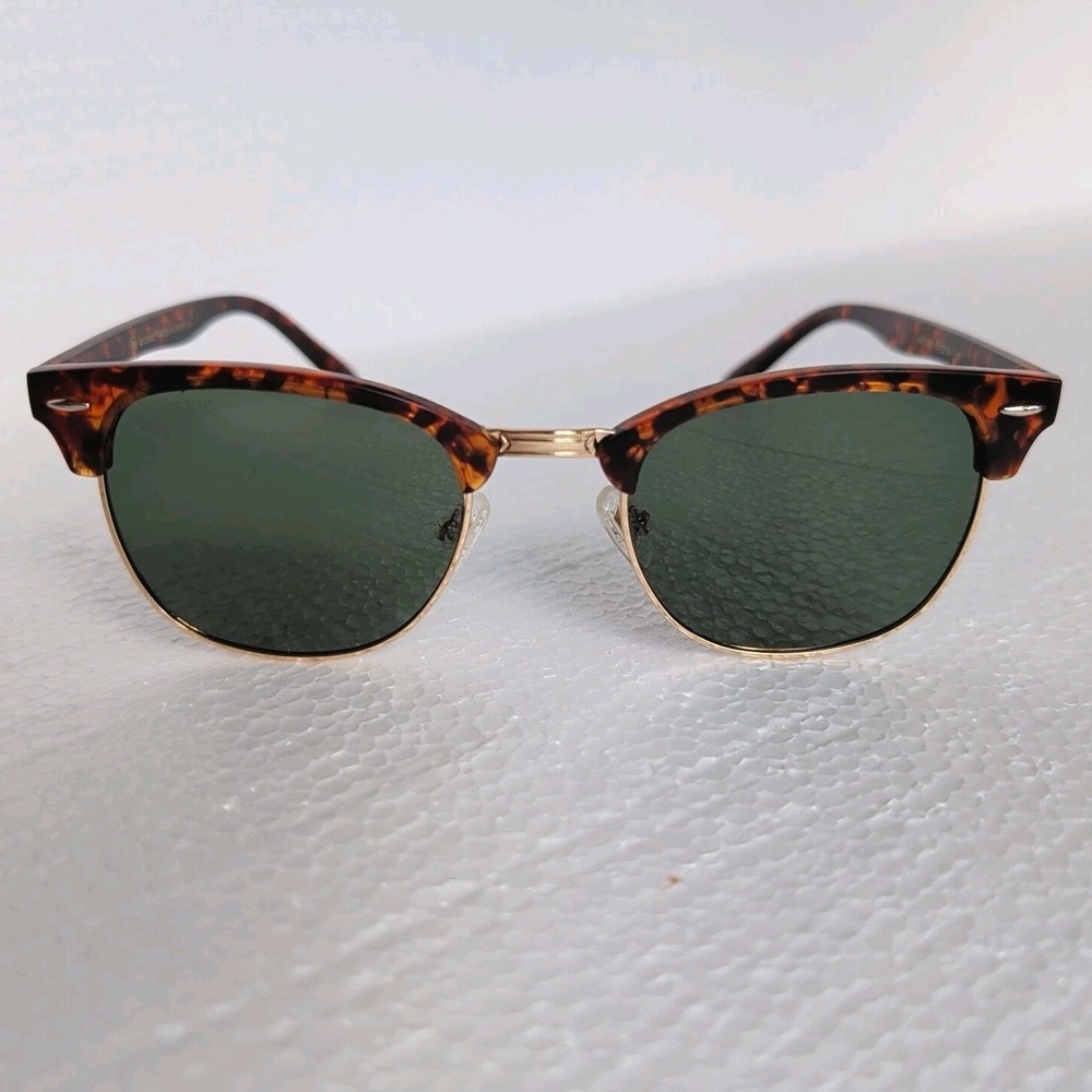 Aevogue Tortoiseshell Square Sunglasses Unisex Brown Orange Gold Tone Sunnies